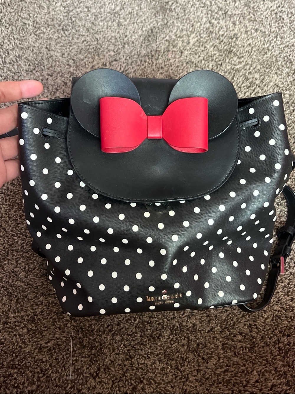 kate spade Black & Red Minnie Bow Polka Dot Backpack - Picture 1 of 4